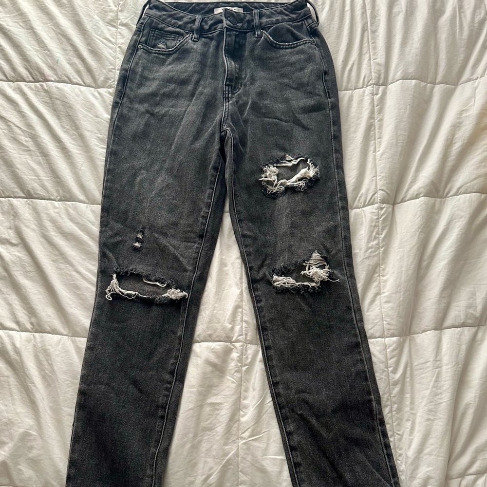 Pacsun Women’s Mom Jeans Black Wash Distressed Size 25